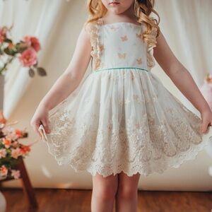 Love and Grow Butterfly Green Tunic Lace Ruffle Sleeveless Spring Easter Dress 8